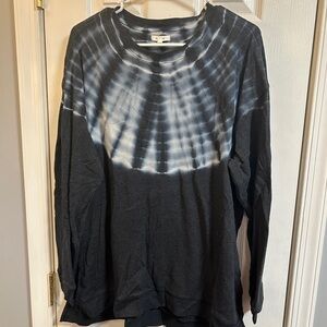 Maurices Blue and White Tie-Dye Long Sleeve Crewneck Sweatshirt, size large